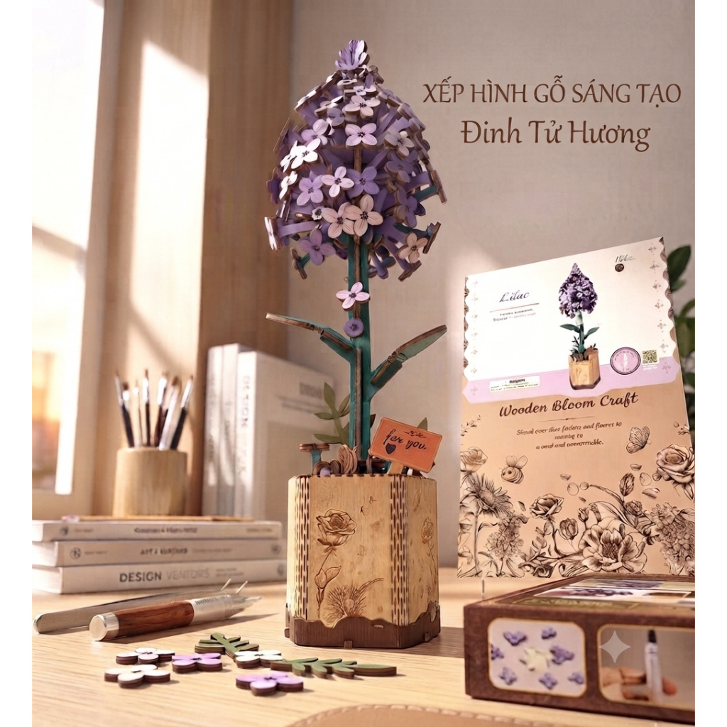 Mô Hình Lắp Ráp 3D BẰNG GỖ ROWOOD HOA ĐINH TỬ HƯƠNG - WOODEN BLOOM CRAFT