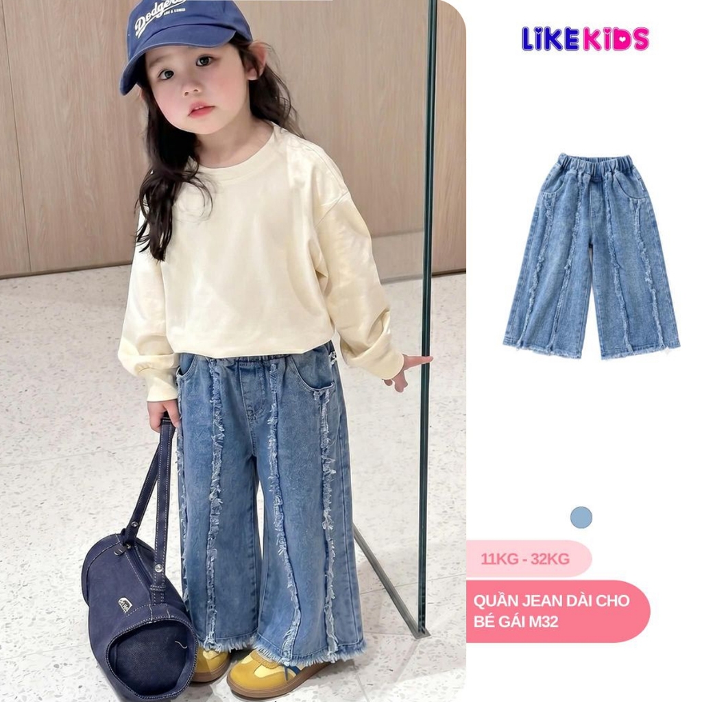 QUẦN JEAN thời trang cho bé gái kiểu dáng DÀI dễ thương, đáng yêu LikeKids M31