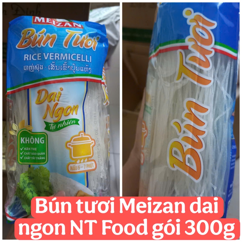 Bún tươi gạo trắng dai ngon chuẩn bún tươi Meizan gói 300g