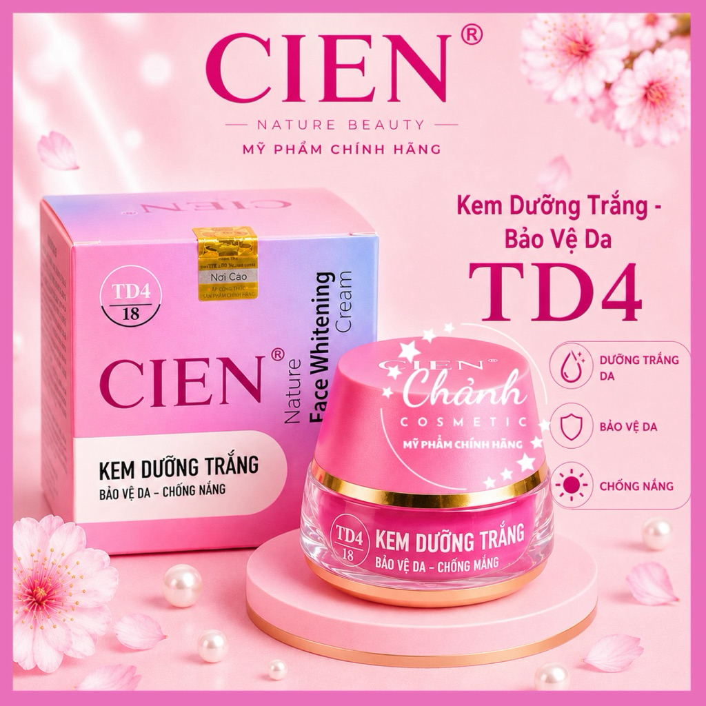 Kem CIEN TD4 Dưỡng Ẩm Trắng Da, Giúp Bảo Vệ Da Chống Nắng, Giảm Đen Sạm, Thâm Nám 18gam