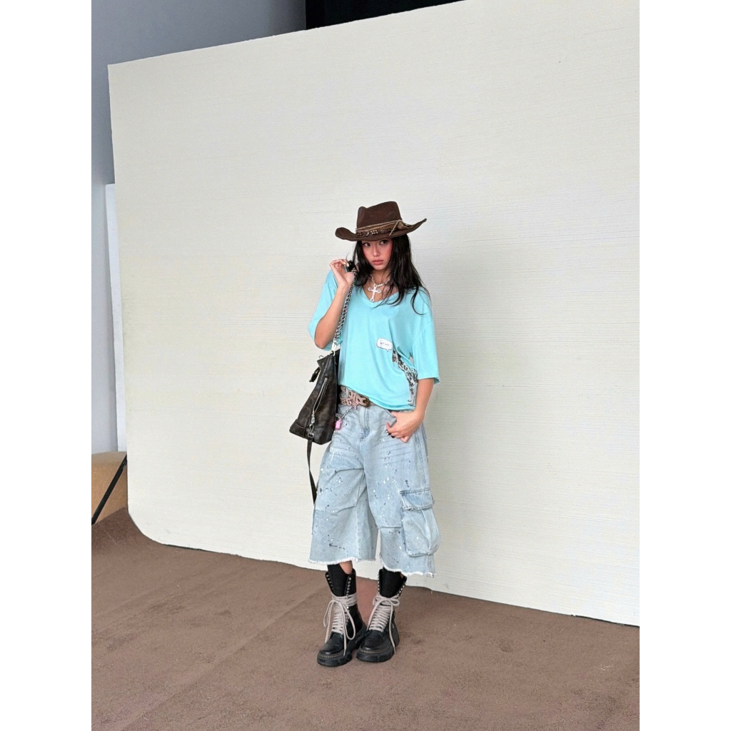 Paint Splash Cargo Shorts - Remmus | Quần jean lửng túi hộp phun sơn - BST ACID CANDY