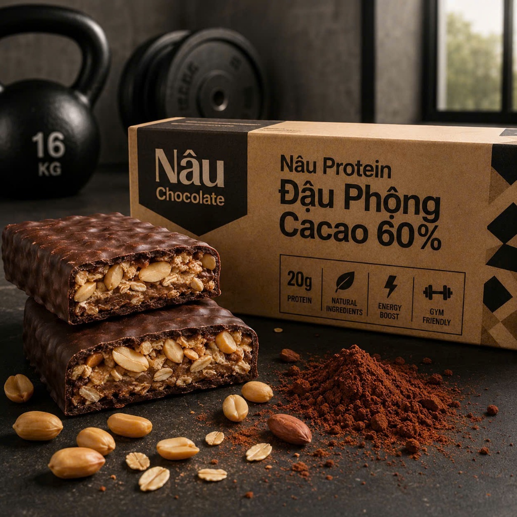 Nâu Chocolate | Thanh protein Socola 70% Cacao Tự Nhiên