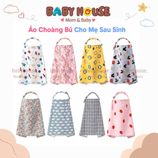 Áo Choàng Bú Cho Mẹ Sau Sinh Baby House - Vải Thô Cotton Mềm Mại, Che Chắn Kín Đáo, Đai Điều Chỉnh Tiện Lợi