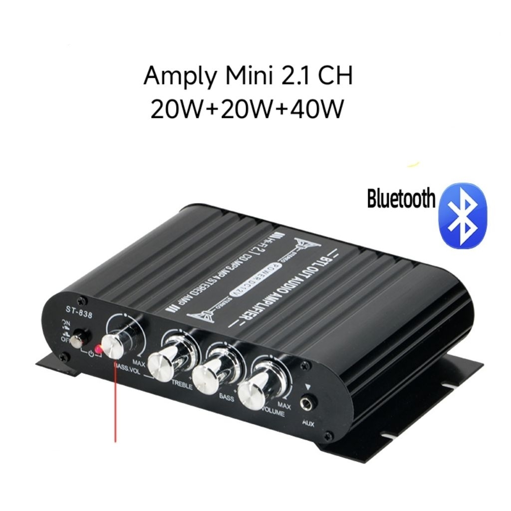 ST-838 Amply mini 2.1 Bluetooth 5.0 Bộ Khuếch Đại Âm Thanh 12V Diy
