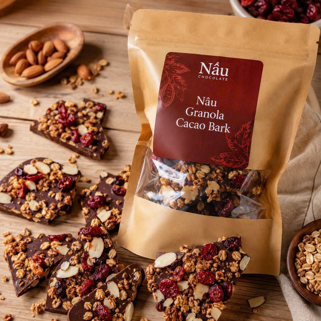 Nâu Chocolate |  Socola Bark Granola 70% Cacao Tự Nhiên
