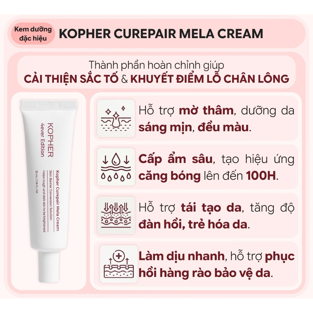 Kem Dưỡng Kopher Curepair Mela Cream 35ml dưỡng trắng, trẻ hoá da