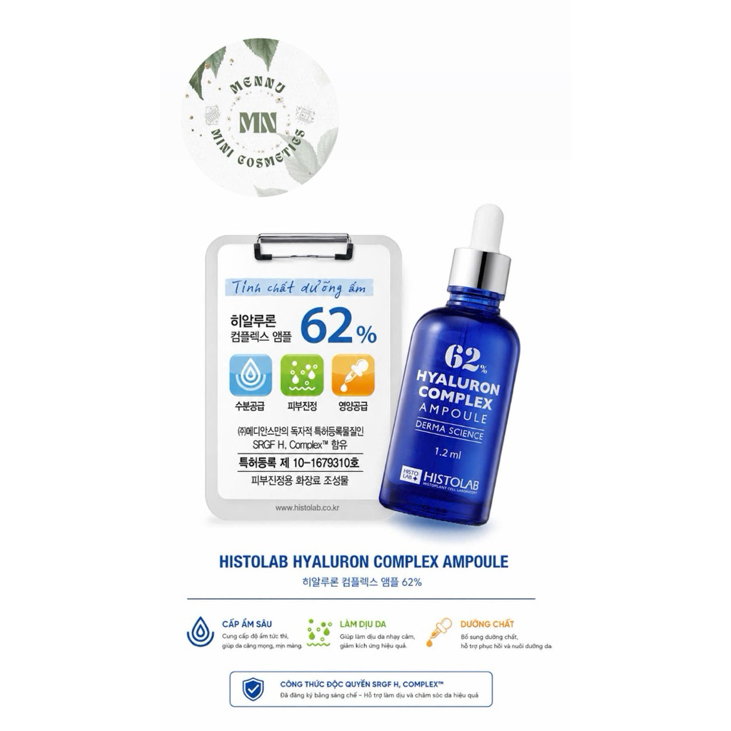 Serum dưỡng ẩm Histolab 62% hyaluron complex - 1.2ml