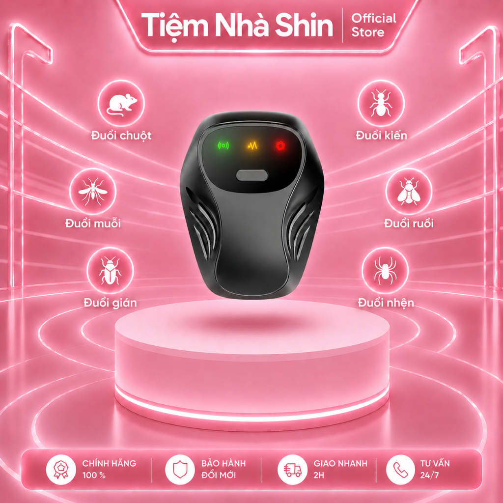 Máy đuổi côn trùng siêu âm Regoo BJX-905, 3 mức tần số, loa kép, dùng cho không gian 20-50m²