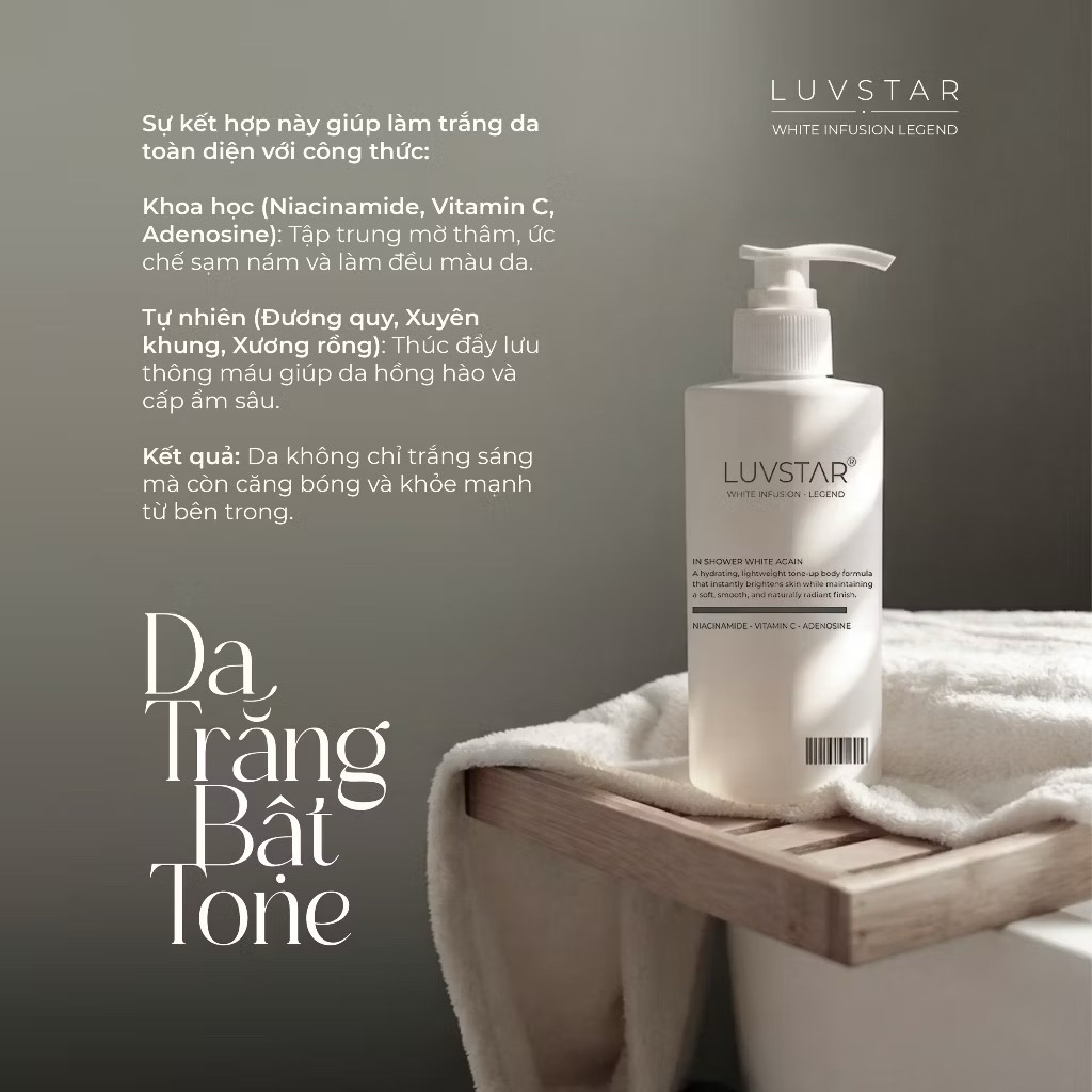 Sữa tắm truyền trắng da Luvstar phiên bản 2026 – Hàn Quốc