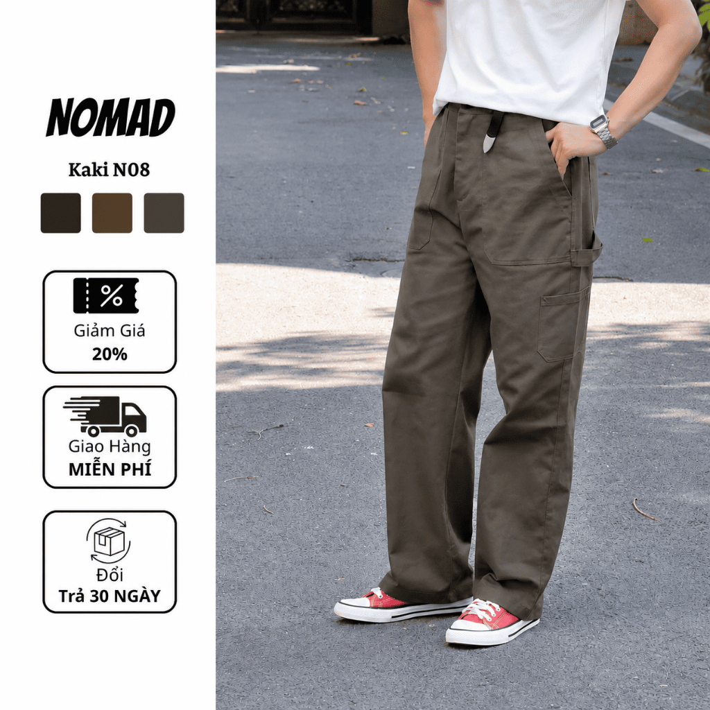[Deal Mở Bán] Nomad Quần Kaki N08 Form Relaxed Fit Ống Đứng Menswear