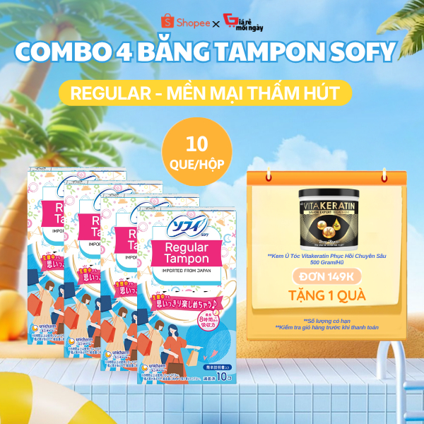 COMBO 4 BĂNG VỆ SINH SOFY TAMPON REGULAR -10 QUE