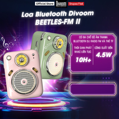 Loa Bluetooth Divoom Beetles-FM II phiên bản nâng cấp ,thiết kế nhỏ gọn, cổ điển có FM Radio & khe thẻ nhớ - BH 12 tháng