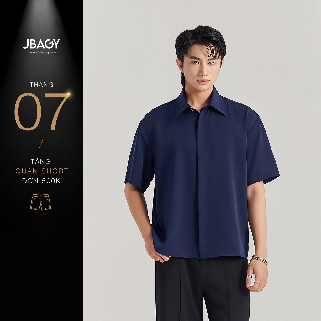 Áo sơ mi nam tay ngắn JBAGY form rộng Relax vải Lụa - JS2501