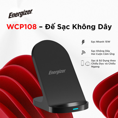 Đế sạc không dây Energizer 15W, gọn nhẹ, tiện lợi, hàng chính hãng