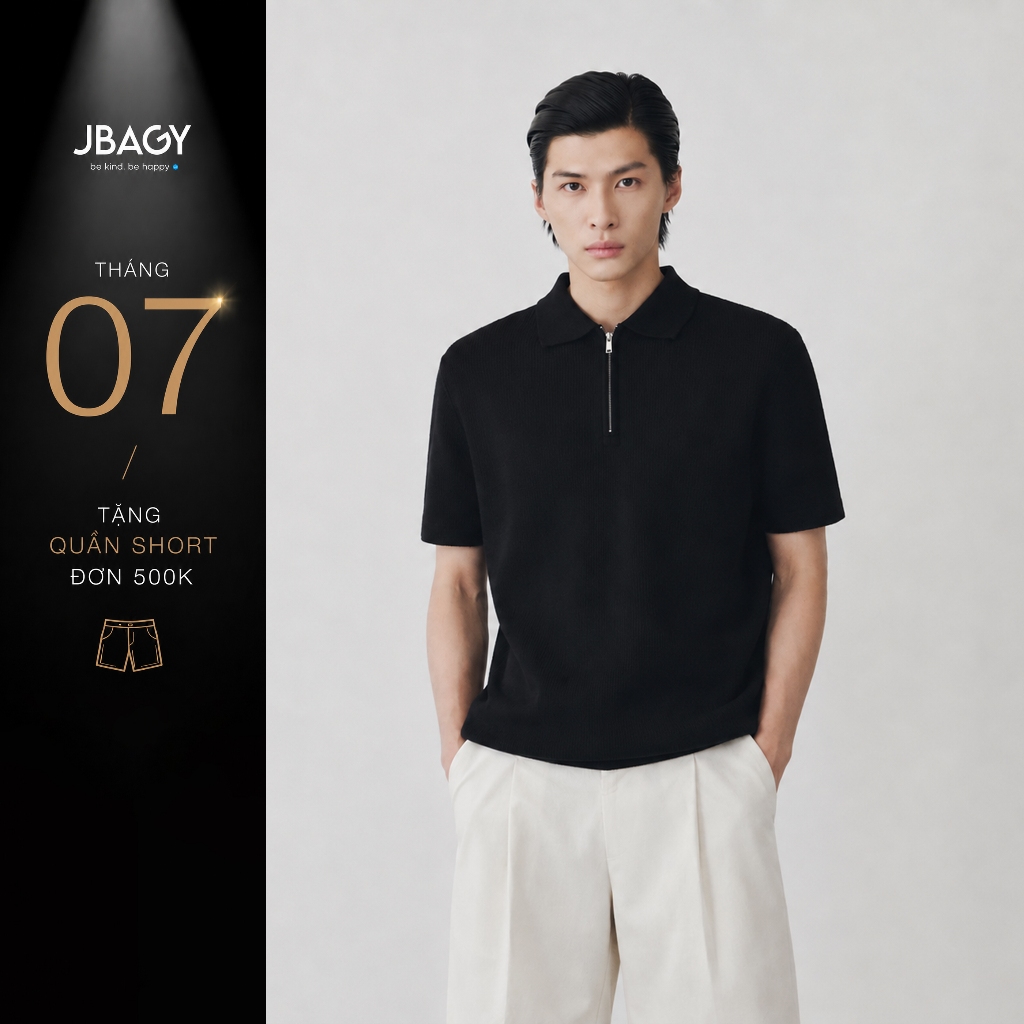 Áo polo nam dệt kim cổ zip cao cấp form rộng JBAGY Half Zip Knit Polo - JP2601