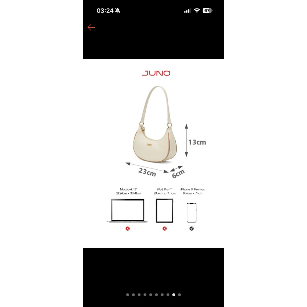 Mã số : 1•1 . Túi  xách Juno Kem TXN818 • New .