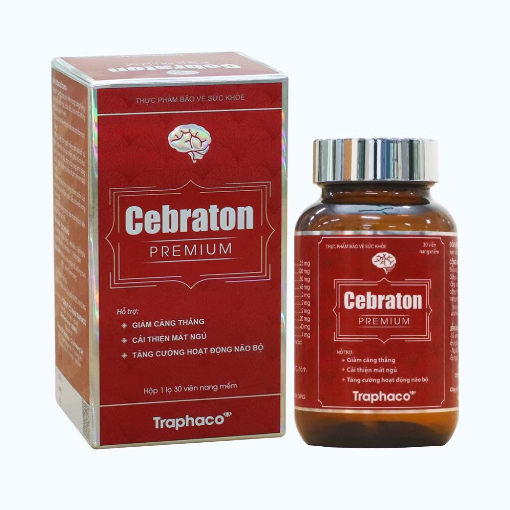 Cebraton Premium Traphaco (Hộp 30 viên) Hỗ trợ tăng cường tuần hoàn máu não, giúp giảm hoa mắt, chón