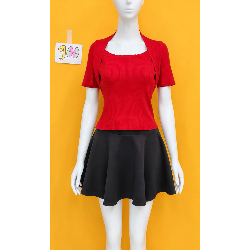 áo thun len gân đỏ size M/M+. S900