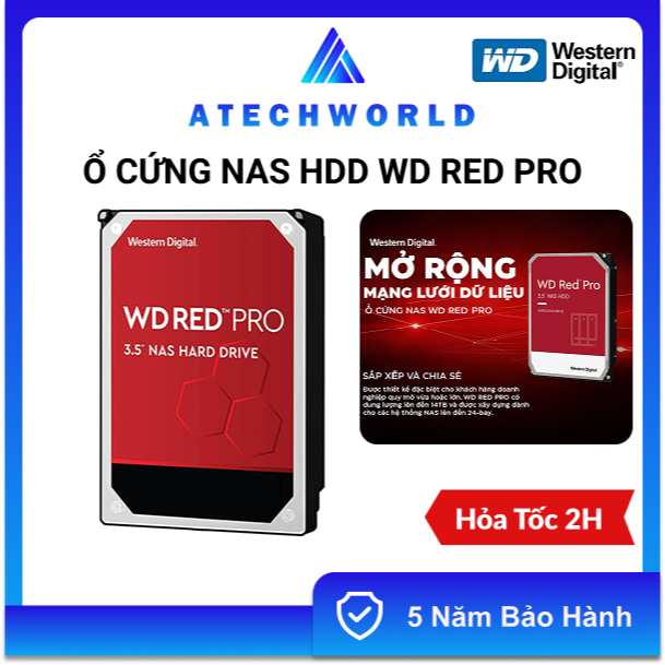 Ổ Cứng NAS WD Red Pro 12TB 14TB 16TB 18TB 20TB 22TB 24TB – Hàng Chính Hãng - BH 5 Năm - Có Xuất VAT