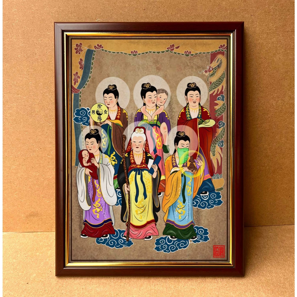 Tranh 12 BÀ MỤ 36x48cm + khung composite xịn xò