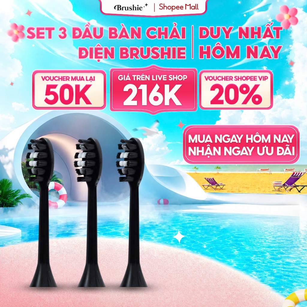 Set 3 đầu bàn chải sạch sâu cho bàn chải Brushie Promax,PK