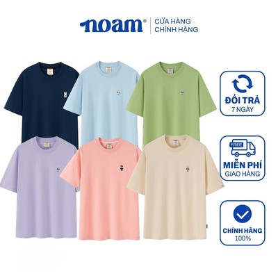 Áo thun Form rộng NOAM Teeny Homie Unisex 100% Cotton - Màu Hồng/Xanh lá/Xanh dương/Tím/Be