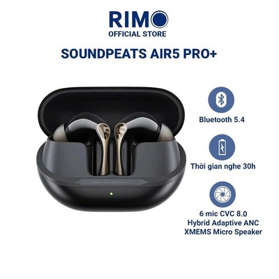 Tai nghe True Wireless SoundPEATS Air5 Pro+ Hybrid Adaptive ANC, Loa kép xMEMS, Bluetooth 5.4