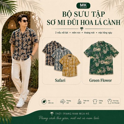 Bộ sưu tập Áo Sơ Mi Đũi Hoa Lá Cành MK CLEVER Chất vải mềm mịn thoáng mát, thấm hút tốt, thoải mái form rộng hằng ngày