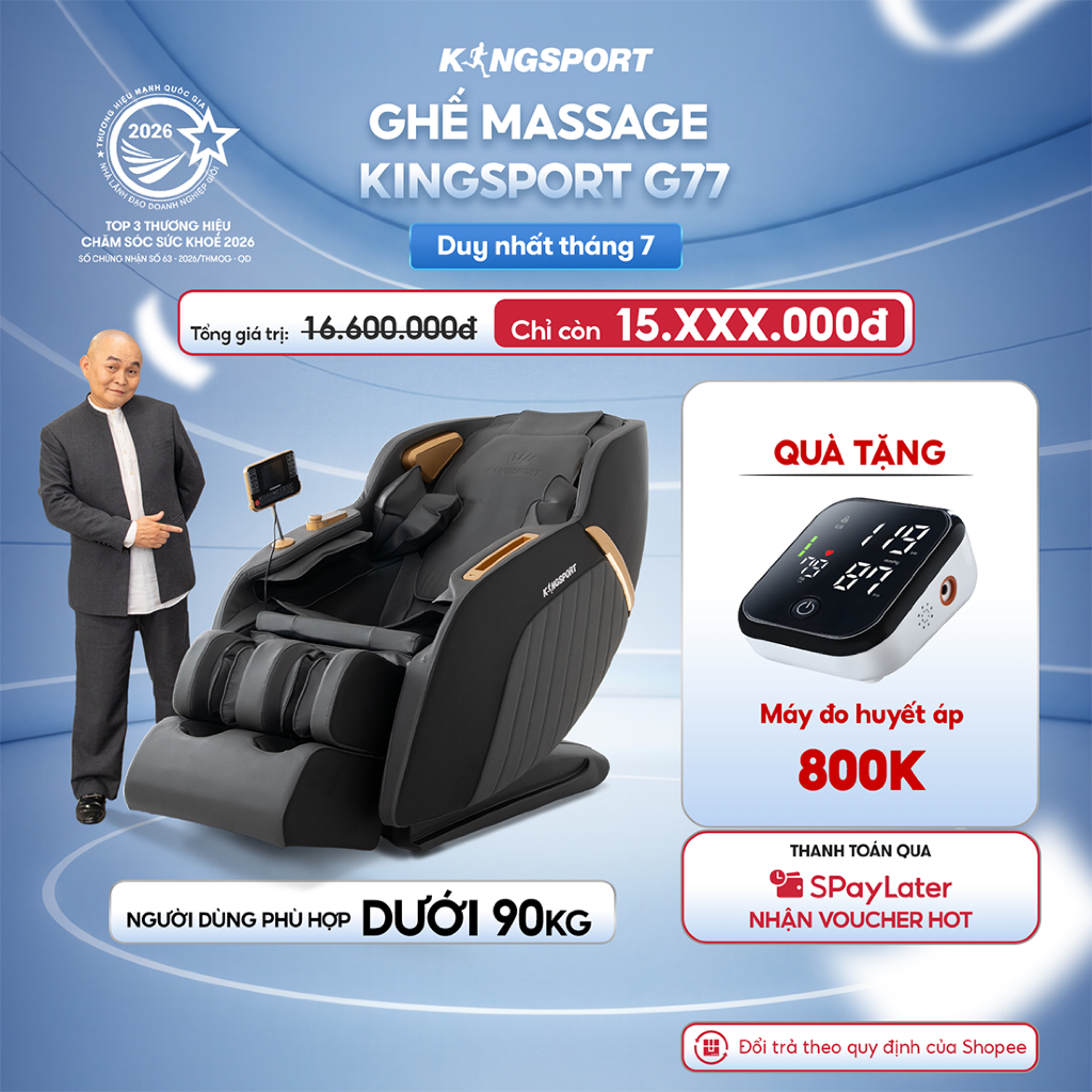 Ghế Massage Kingsport G77 - Ghế Massage Toàn Thân Cao Cấp với 48 Balo Không Khí và Chế Độ Zero Gravity