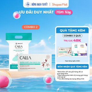 Combo làm sạch da chuyên sâu Bông Bạch Tuyết - Bông tẩy trang sạch sâu 250gr + Khăn khô làm sạch da 80 miếng