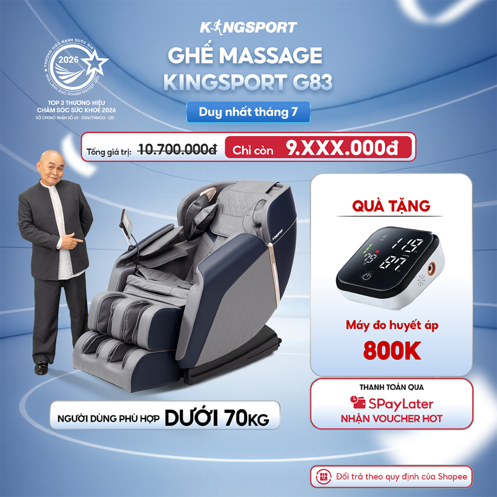 Ghế massage KINGSPORT G83 hệ thống con lăn hiện đại, con lăn lòng bàn chân, 5 bài massage