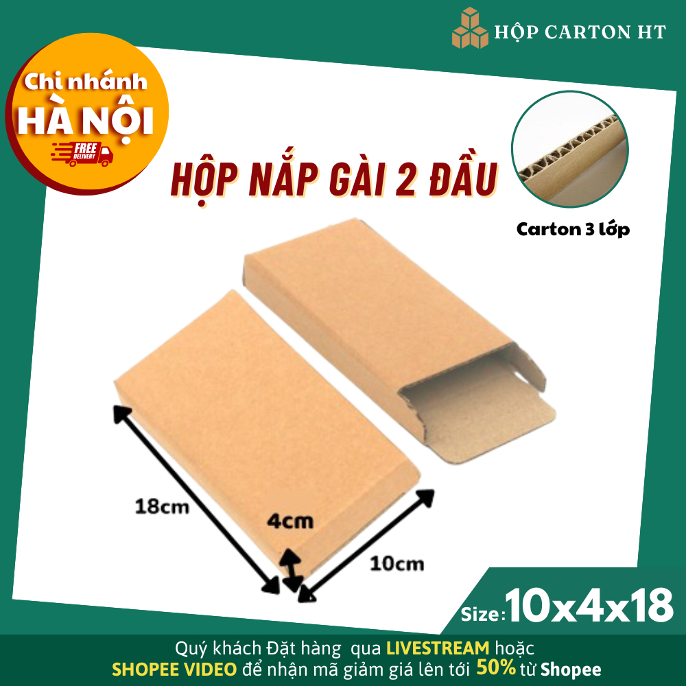 18x10x4 Combo 10 hộp carton, thùng giấy cod gói hàng, hộp bìa carton đóng hàng giá rẻ