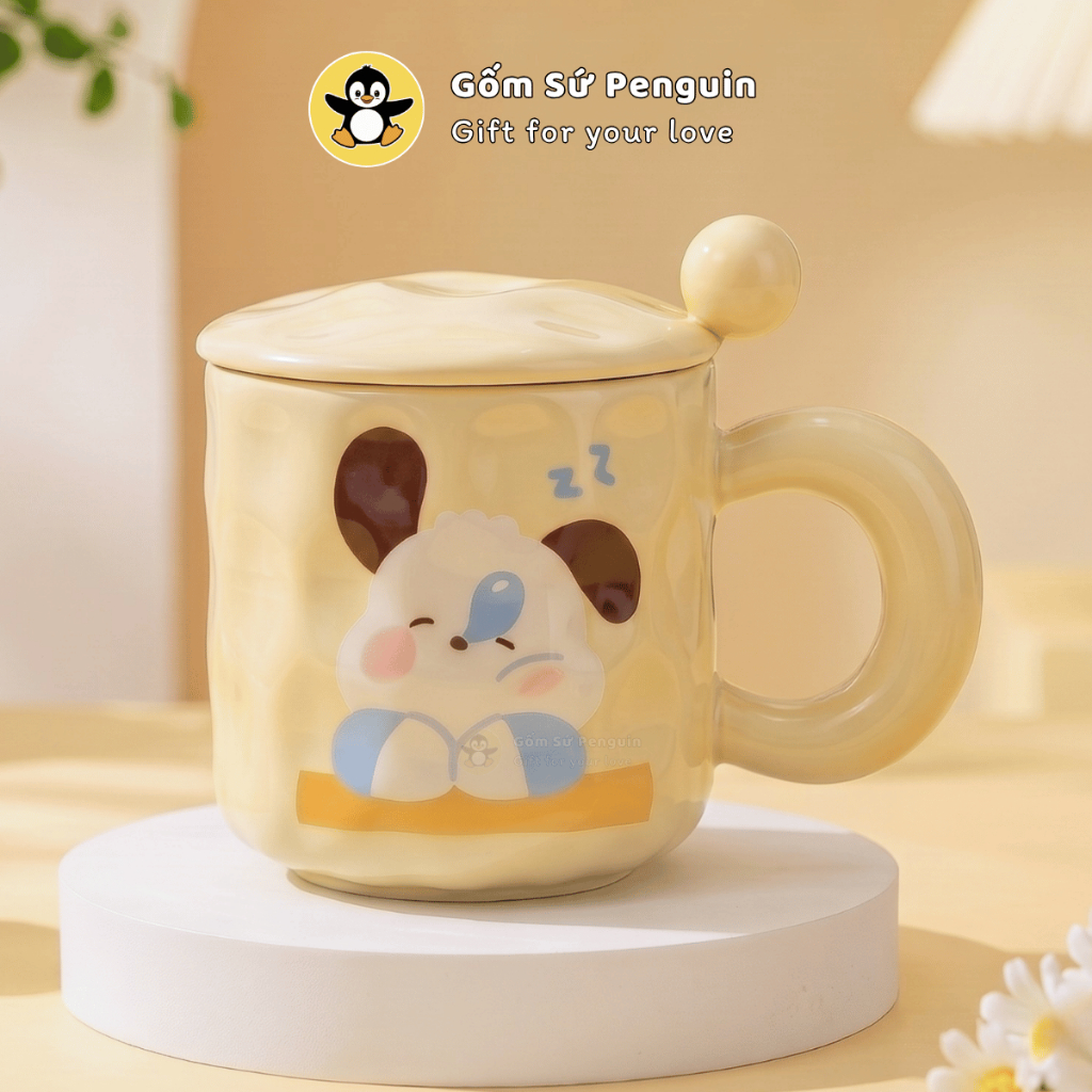 [Penguin] Ly sứ Pochacco cute 350ml cốc sứ uống nước phong cách Hàn Quốc quà tặng bạn gái