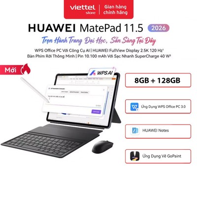 Máy tính bảng HUAWEI MatePad 11.5 2026 | WPS Office PC | FullView Display 2.5K 120Hz | Bàn Phím Rời