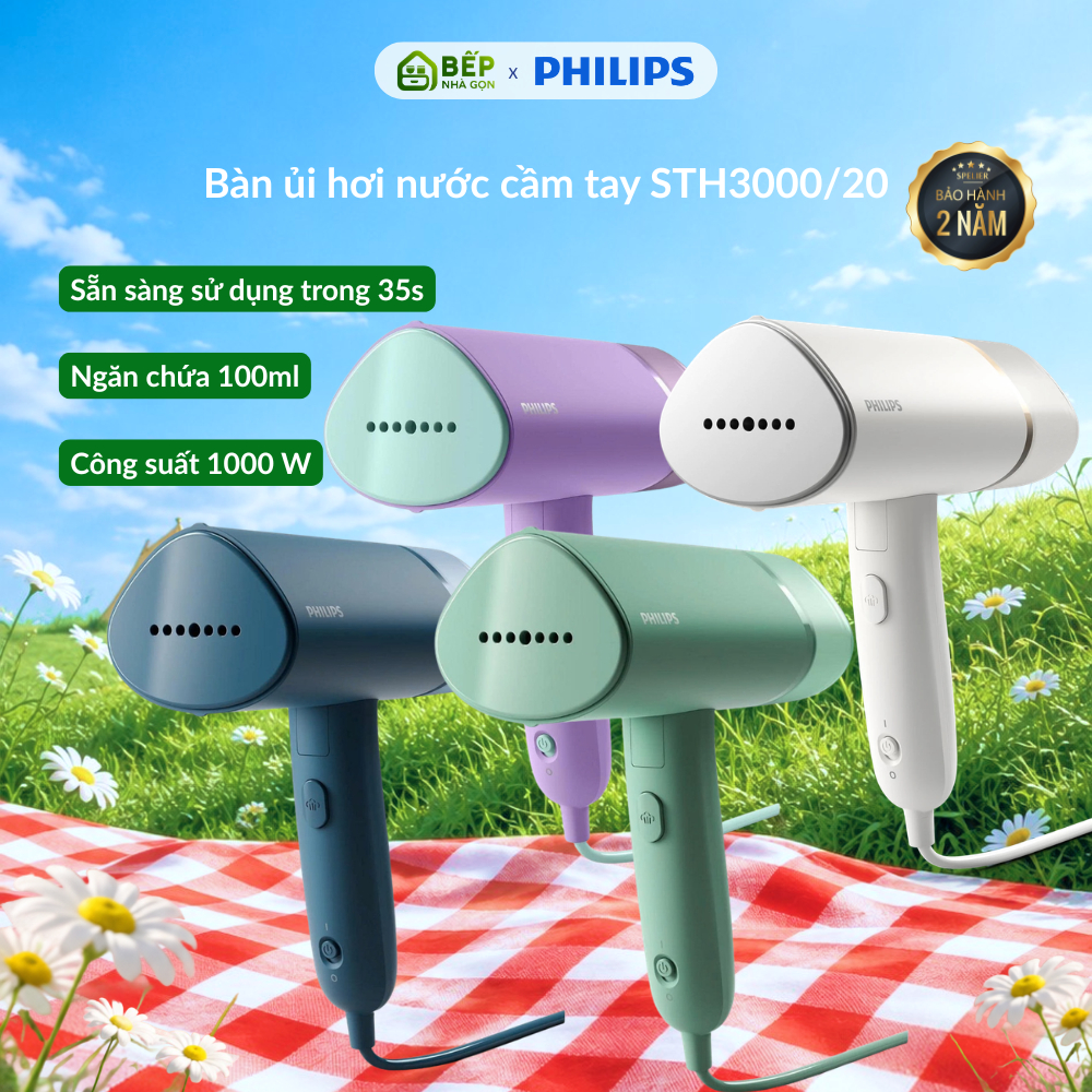 Bàn ủi hơi nước cầm tay Philips STH3000/20 - Công suất 1000 - 1100w - Chính hãng | Bảo hành 2 năm