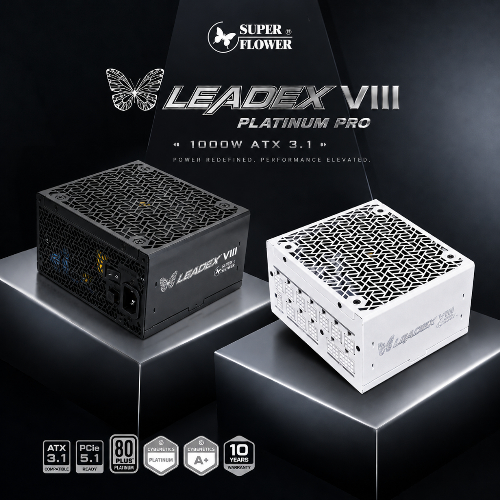 Nguồn Máy Tính PSU Super Flower Leadex VIII Platinum Pro 1000W - 1200W ATX 3.1 Black - White