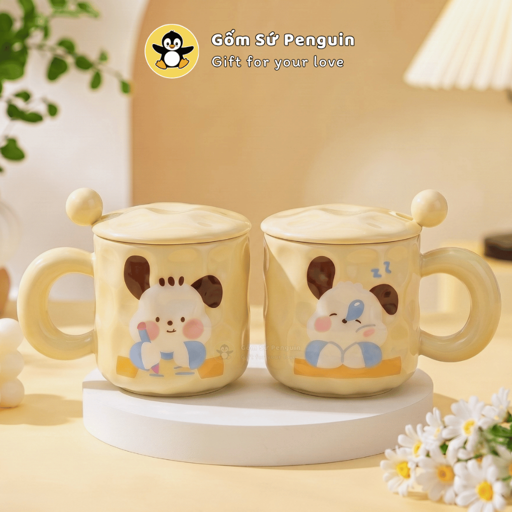 [Penguin] Ly sứ Pochacco phong cách Hàn Quốc 350ml cốc sứ quà tặng nữ decor góc học tập