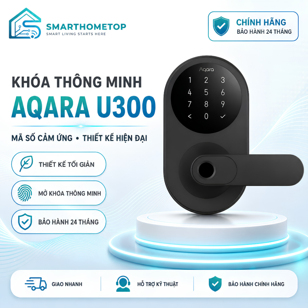 Khóa Thông Minh Aqara U300 Smart Lock Thread Matter Vân Tay NFC Mật Khẩu Aqara Home