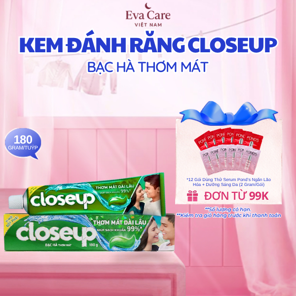 KEM ĐÁNH RĂNG CLOSEUP BẠC HÀ THƠM MÁT 180G/TUÝP