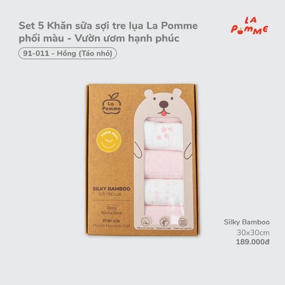 K001 Set 5 Khăn sữa sợi tre lụa La Pomme phối màu (30x30cm)-Vườn ươm hạnh phúc - Sợi tre và cotton mềm mướt, thấm hút