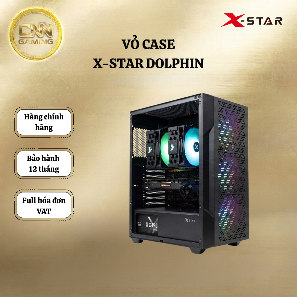 Vỏ Case Tặng Kèm 3 Fan - XSTAR - DOPHIN M-ATX Hàng Chính Hãng Mới 100%