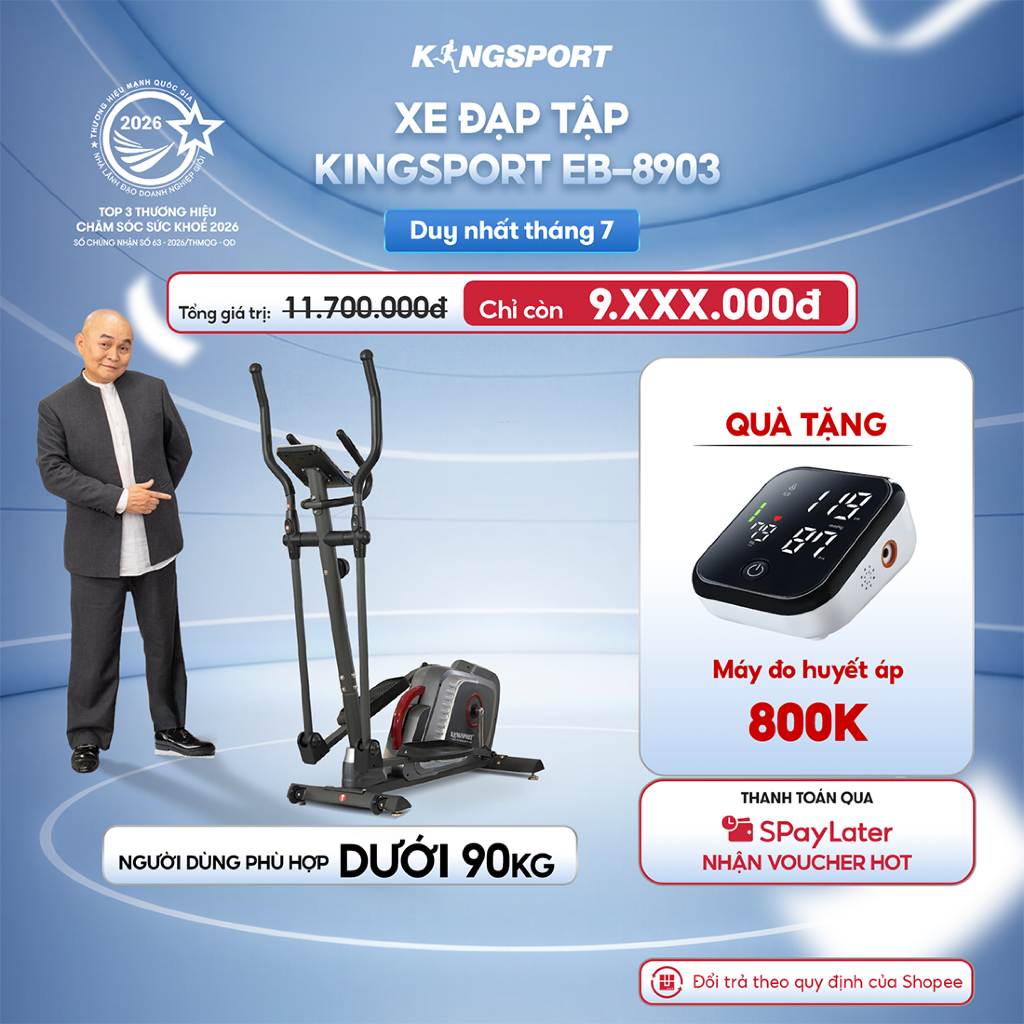 CHỈ GIAO MIỀN BẮC | Xe đạp tập KINGSPORT Elliptical Bike EB-8903 tập luyện toàn thân, tích hợp đồng 