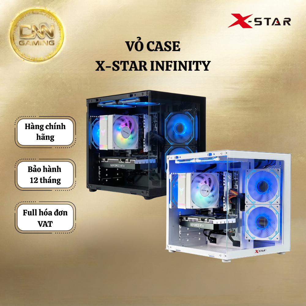Vỏ Case Bể Cá Trắng Infinity Xstar Chính Hãng, Kính Cường Lực Hỗ Trợ RGB, Case Gaming Đẹp
