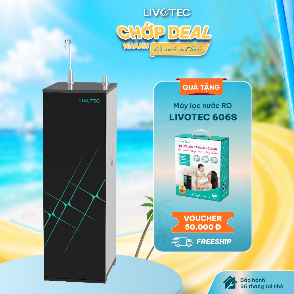 Máy Lọc Nước RO Livotec 606S 10 Lõi Màng RO 100GPD Đạt Chuẩn Khử Khuẩn Nano Silver [Tặng Bộ 3 Lõi lọ