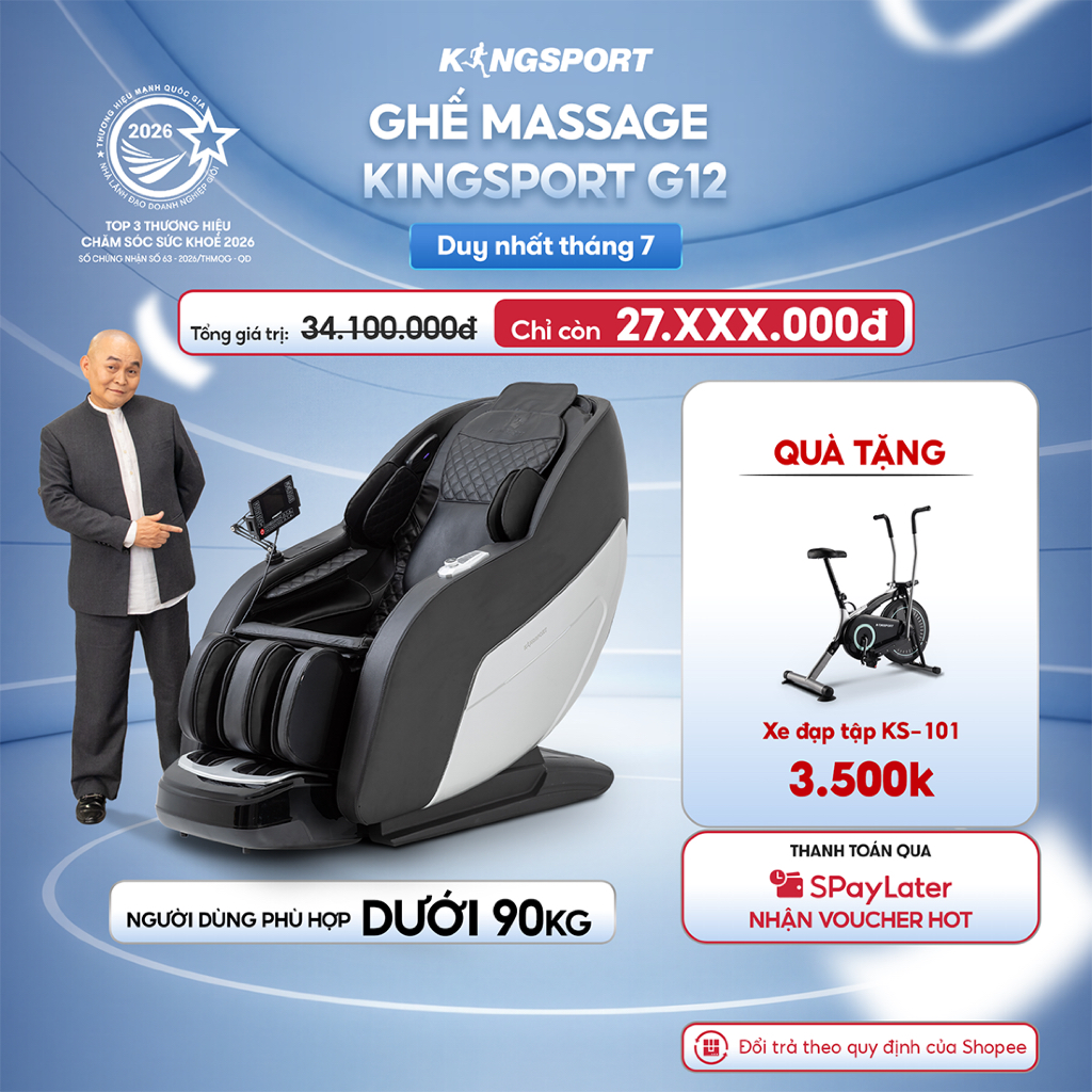 Ghế massage KINGSPORT G12 công nghệ mới Kingtech Touch Pro, 25 bài massage tự động
