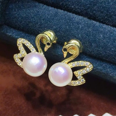 Bông Tai Bạc S925 Hình Thiên Nga Đính Ngọc Trai - Ngọc Trai Trường Thịnh
