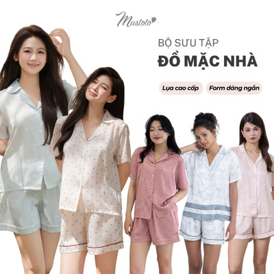 [12 MÀU] MUSTOTO Bộ Mặc Nhà Pijama Lụa Ngắn Cao Cấp Mềm Mát Thoải Mái (MB33)