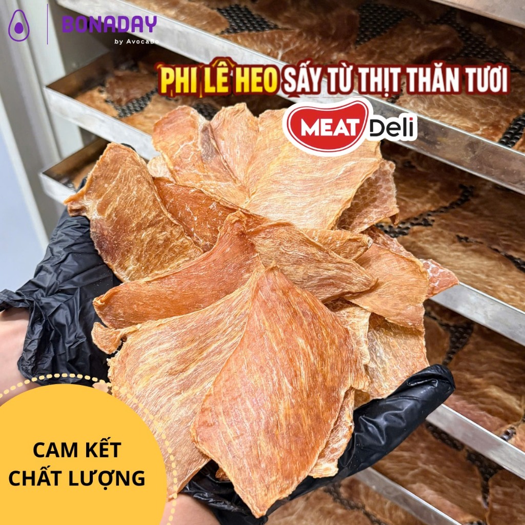 PHI LÊ HEO SẤY TỪ THỊT TƯƠI MEAT DELI, BONADAY PETS, Sấy mới mỗi ngày, gói 100g