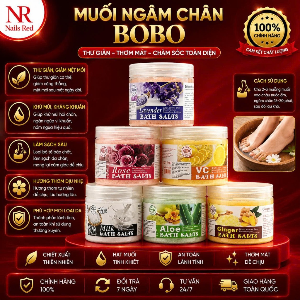 Muối ngâm chân spa BoBo - Muối massage chà gót chân, loại bỏ tế bào chết giúp da mềm mịn (Hũ 680gr) 
