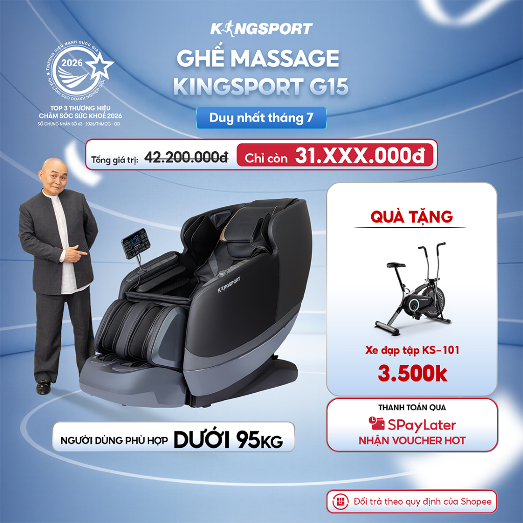 Ghế massage KINGSPORT Standard G15 NEW công nghệ Kingtech Touch Pro, massage kéo giãn toàn thân